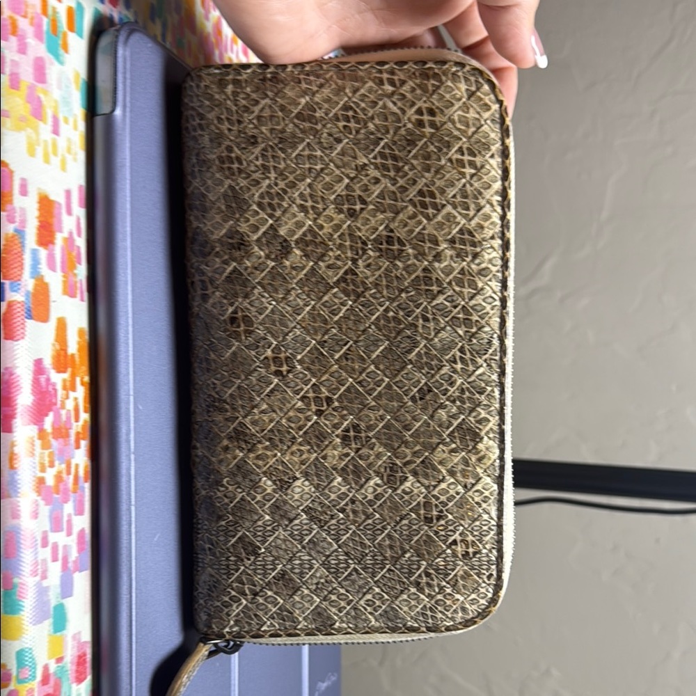 Bottega Veneta Beige Snakeskin  Wallet